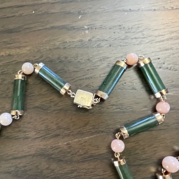 14k jade and coral necklace and bracelet - Picture 2 of 5